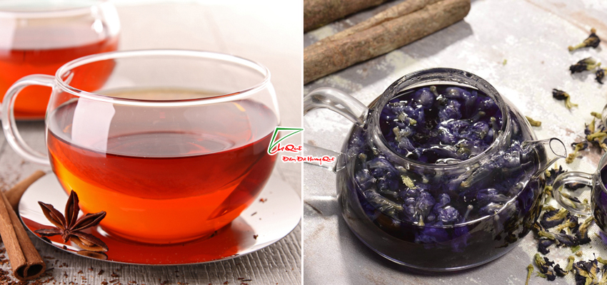 Nấu hồng tr&agrave; v&agrave; tr&agrave; hoa đậu biếc